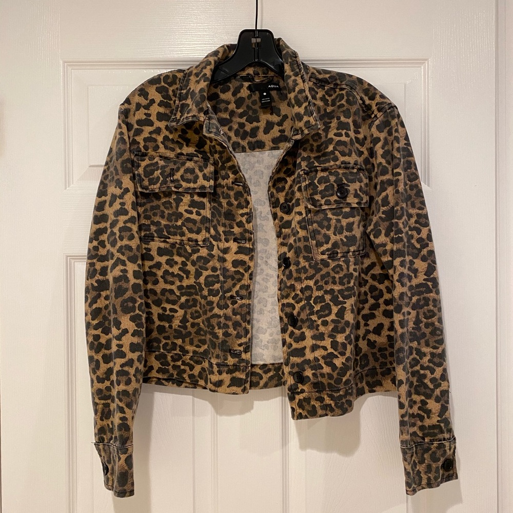 Aqua Denim Leopard Print Jacket!!